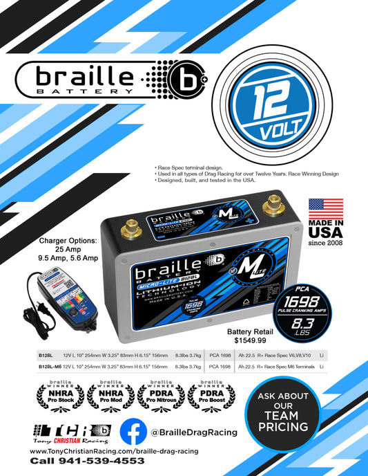 Braille 12v with charger Lithium Battery B128L